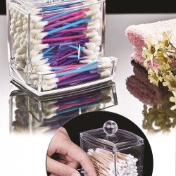 Şeffaf Kapaklı Kulak Temizleme Çubuğu Organizatörü Saklama Kutusu