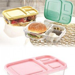3 Bölmeli Sefer Tası Pratik Kolay Gıda Diyet Saklama Erzak Kabı