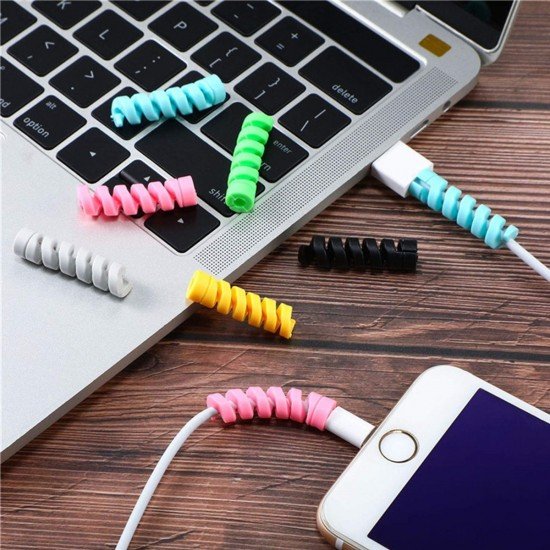 4lü Apple, Android Şaj Kablosu Koruyucu Silikon Spiral Yay Aparat 4lü Apple, Android Şaj Kablosu Koruyucu Silikon Spiral Yay Aparat