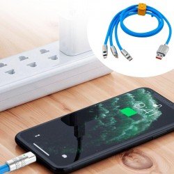 Kutulu  3 Şarj Aleti 1 Arada Çinko Alaşım Hızlı Şarj Kablosu Mavi 3 in 1 Kutulu  3 Şarj Aleti 1 Arada Çinko Alaşım Hızlı Şarj Kablosu Mavi 3 in 1