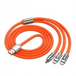 3 in 1 Type-C + Micro Usb + Lightning Hızlı Şarj Kablosu Silikon Kablo 1 Metre