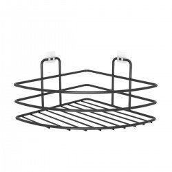 Kendiliğinden Yapışkanlı Montaj Gerektirmeyen Tek Katlı Banyo Askı Köşe Şampuanlık Siyah