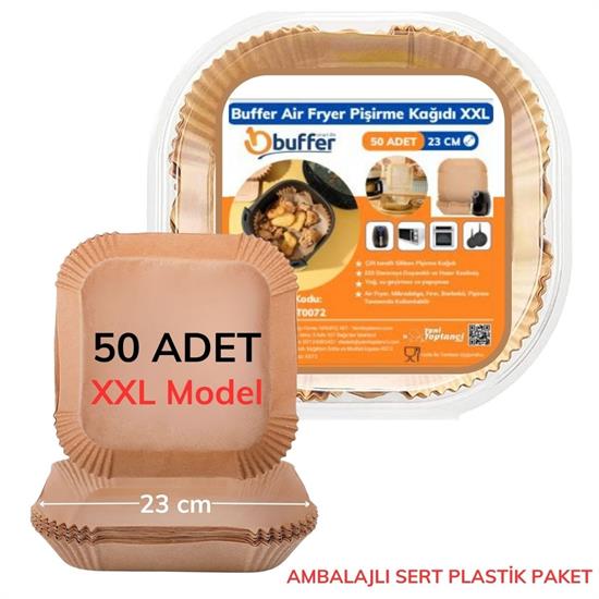 50 Adet Air Fryer Pişirme Kağıdı Tek Kullanımlık Yağ Geçirmez Yapışmaz Kare Tabak Model PVC