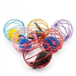 Renkli Metal Kafesli Peluş Fareli Kedi Köpek Oyuncağı Oyun Topu 6 cm Renkli Metal Kafesli Peluş Fareli Kedi Köpek Oyuncağı Oyun Topu 6 cm