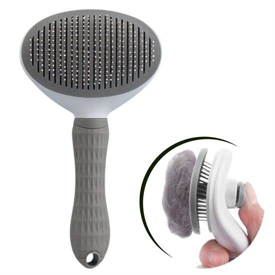Kedi Köpek Tüy Toplayıcı Kendini Temizleyebilen Ergonomik Rahat Evcil Hayvan Tarağı Gri Kedi Köpek Tüy Toplayıcı Kendini Temizleyebilen Ergonomik Rahat Evcil Hayvan Tarağı Gri