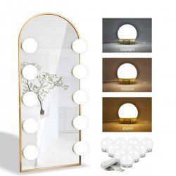 Nostalji Hollywood Tarzı 10lu Makyaj Masası Aynası Beyaz Led Işıklı Lamba USB