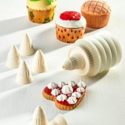 7 Başlıklı Mutfak Pasta Krema Sıkma Süsleme Pompası Aparatı Seti