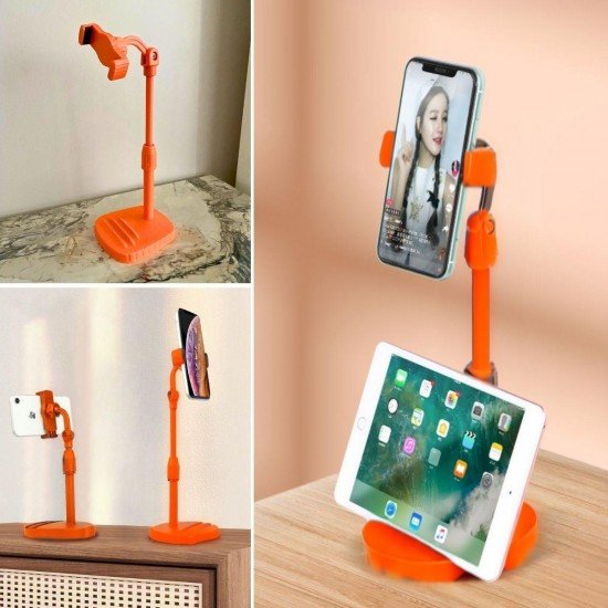 Masa Üstü Tablet ve Telefon Tutucu Plastik Aparat Turuncu Telefon Standı Masa Üstü Tablet ve Telefon Tutucu Plastik Aparat Turuncu Telefon Standı