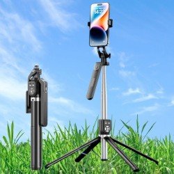 Kumandalı 360 Derece Dönebilen Cep Telefonu ve Kamera Tripodu  2.2m Uzayabilen Selfie Çubuğu Kumandalı 360 Derece Dönebilen Cep Telefonu ve Kamera Tripodu  2.2m Uzayabilen Selfie Çubuğu