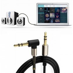 3.5mm AUX Kablosu Jak Erkek Erkek L Tipi 1 Metre Ses Aktarım Kablosu  3.5mm AUX Kablosu Jak Erkek Erkek L Tipi 1 Metre Ses Aktarım Kablosu