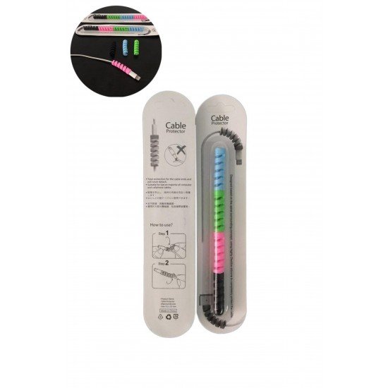 4lü Apple, Android Şaj Kablosu Koruyucu Silikon Spiral Yay Aparat 4lü Apple, Android Şaj Kablosu Koruyucu Silikon Spiral Yay Aparat