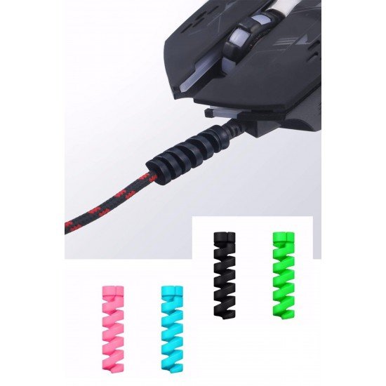 4lü Apple, Android Şaj Kablosu Koruyucu Silikon Spiral Yay Aparat 4lü Apple, Android Şaj Kablosu Koruyucu Silikon Spiral Yay Aparat