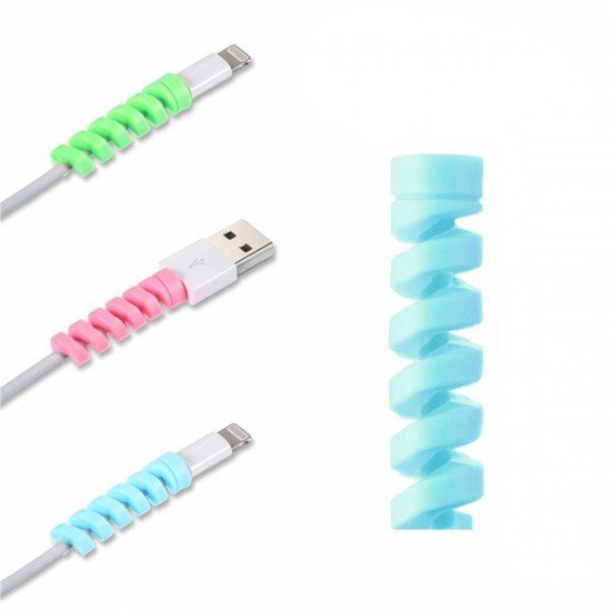 4lü Apple, Android Şaj Kablosu Koruyucu Silikon Spiral Yay Aparat 4lü Apple, Android Şaj Kablosu Koruyucu Silikon Spiral Yay Aparat