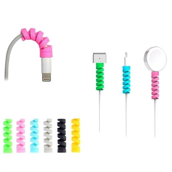 4lü Apple, Android Şaj Kablosu Koruyucu Silikon Spiral Yay Aparat 4lü Apple, Android Şaj Kablosu Koruyucu Silikon Spiral Yay Aparat