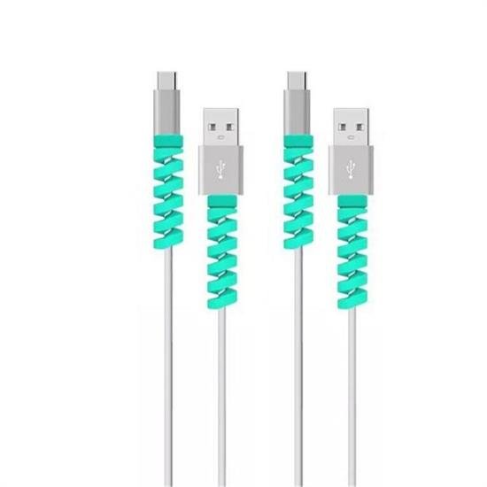 4lü Apple, Android Şaj Kablosu Koruyucu Silikon Spiral Yay Aparat 4lü Apple, Android Şaj Kablosu Koruyucu Silikon Spiral Yay Aparat