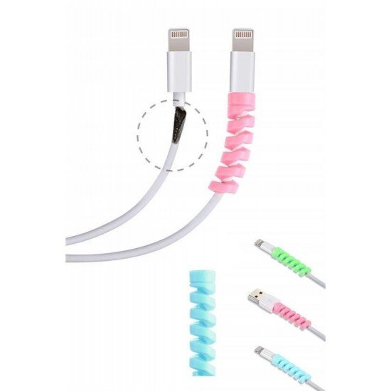 4lü Apple, Android Şaj Kablosu Koruyucu Silikon Spiral Yay Aparat 4lü Apple, Android Şaj Kablosu Koruyucu Silikon Spiral Yay Aparat