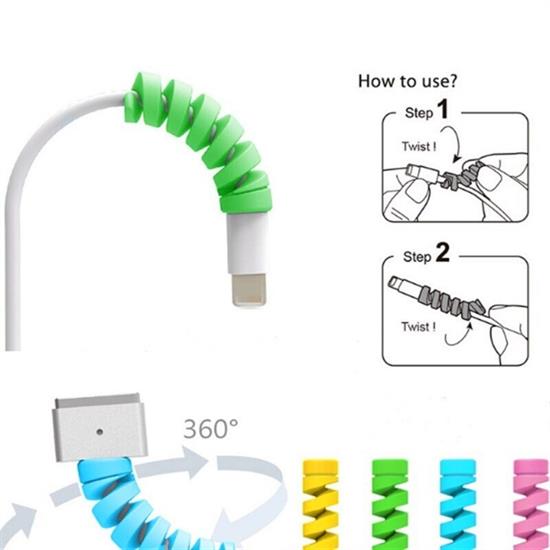 4lü Apple, Android Şaj Kablosu Koruyucu Silikon Spiral Yay Aparat 4lü Apple, Android Şaj Kablosu Koruyucu Silikon Spiral Yay Aparat