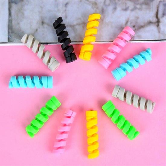 4lü Apple, Android Şaj Kablosu Koruyucu Silikon Spiral Yay Aparat 4lü Apple, Android Şaj Kablosu Koruyucu Silikon Spiral Yay Aparat