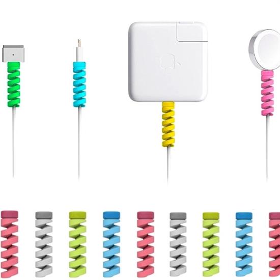4lü Apple, Android Şaj Kablosu Koruyucu Silikon Spiral Yay Aparat 4lü Apple, Android Şaj Kablosu Koruyucu Silikon Spiral Yay Aparat