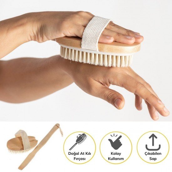 Doğal At Kılı Selülit Karşıtı Sapı Çıkabilen Ahşap Banyo Fırçası Doğal At Kılı Selülit Karşıtı Sapı Çıkabilen Ahşap Banyo Fırçası