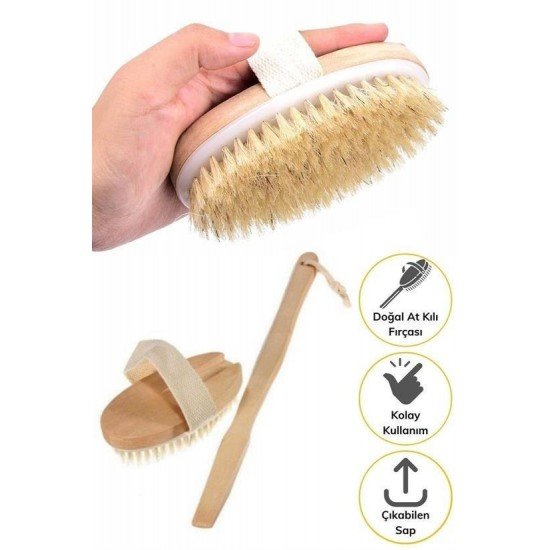 Doğal At Kılı Selülit Karşıtı Sapı Çıkabilen Ahşap Banyo Fırçası Doğal At Kılı Selülit Karşıtı Sapı Çıkabilen Ahşap Banyo Fırçası