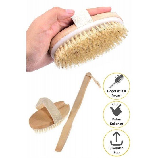 Doğal At Kılı Selülit Karşıtı Sapı Çıkabilen Ahşap Banyo Fırçası Doğal At Kılı Selülit Karşıtı Sapı Çıkabilen Ahşap Banyo Fırçası