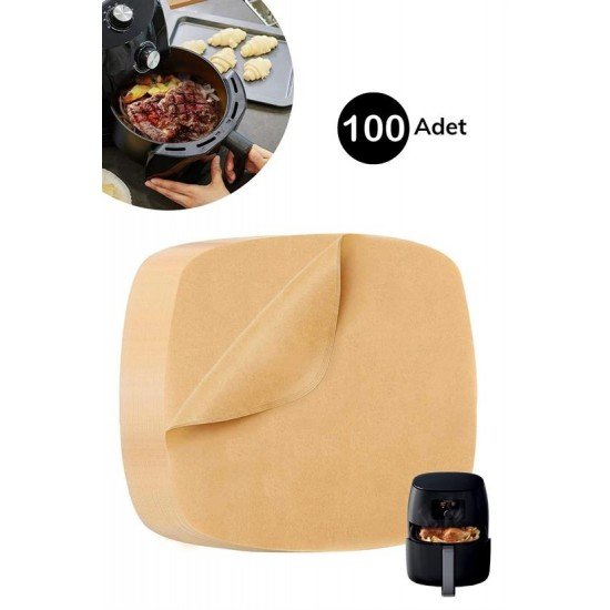 100 Adet Air Fryer Pişirme Kağıdı Tek Kullanımlık Yağ Su Geçirmez Yapışmaz Deliksiz Düz Kare Model 100 Adet Air Fryer Pişirme Kağıdı Tek Kullanımlık Yağ Su Geçirmez Yapışmaz Deliksiz Düz Kare Model