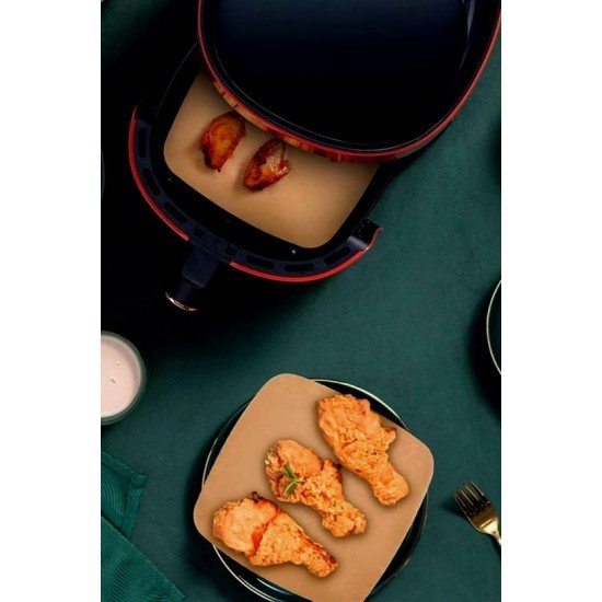 100 Adet Air Fryer Pişirme Kağıdı Tek Kullanımlık Yağ Su Geçirmez Yapışmaz Deliksiz Düz Kare Model 100 Adet Air Fryer Pişirme Kağıdı Tek Kullanımlık Yağ Su Geçirmez Yapışmaz Deliksiz Düz Kare Model