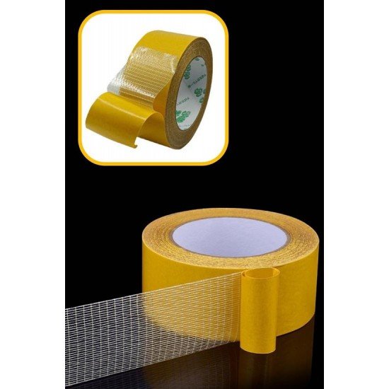 Fiber Örgülü Güçlendirilmiş Çift Taraflı Bant 5cm x 10 mt Fiber Örgülü Güçlendirilmiş Çift Taraflı Bant 5cm x 10 mt