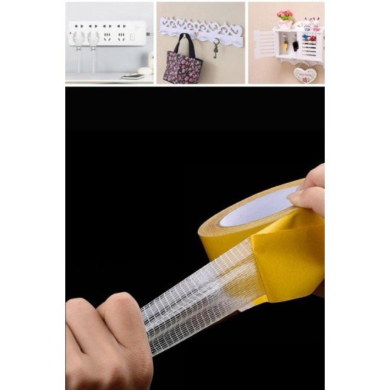 Fiber Örgülü Güçlendirilmiş Çift Taraflı Bant 5cm x 10 mt Fiber Örgülü Güçlendirilmiş Çift Taraflı Bant 5cm x 10 mt