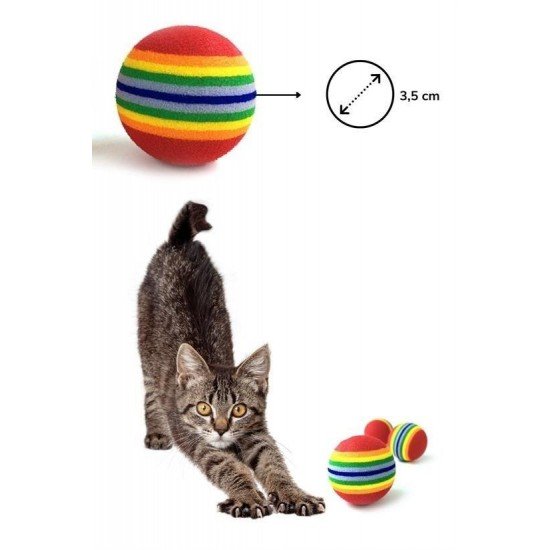 3lü Gökkuşağı Sünger Kedi Köpek Çiğneme Oyun Topu 4,2 cm 3lü Gökkuşağı Sünger Kedi Köpek Çiğneme Oyun Topu 4,2 cm