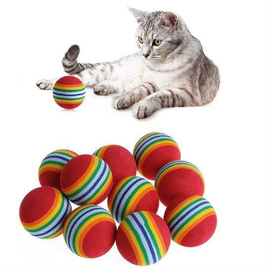 3lü Gökkuşağı Sünger Kedi Köpek Çiğneme Oyun Topu 4,2 cm 3lü Gökkuşağı Sünger Kedi Köpek Çiğneme Oyun Topu 4,2 cm
