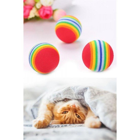 3lü Gökkuşağı Sünger Kedi Köpek Çiğneme Oyun Topu 4,2 cm 3lü Gökkuşağı Sünger Kedi Köpek Çiğneme Oyun Topu 4,2 cm