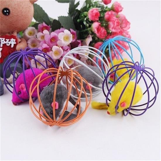 Renkli Metal Kafesli Peluş Fareli Kedi Köpek Oyuncağı Oyun Topu 6 cm Renkli Metal Kafesli Peluş Fareli Kedi Köpek Oyuncağı Oyun Topu 6 cm