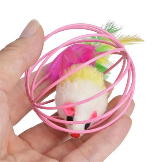 Renkli Metal Kafesli Peluş Fareli Kedi Köpek Oyuncağı Oyun Topu 6 cm Renkli Metal Kafesli Peluş Fareli Kedi Köpek Oyuncağı Oyun Topu 6 cm