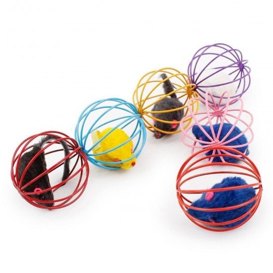 Renkli Metal Kafesli Peluş Fareli Kedi Köpek Oyuncağı Oyun Topu 6 cm Renkli Metal Kafesli Peluş Fareli Kedi Köpek Oyuncağı Oyun Topu 6 cm