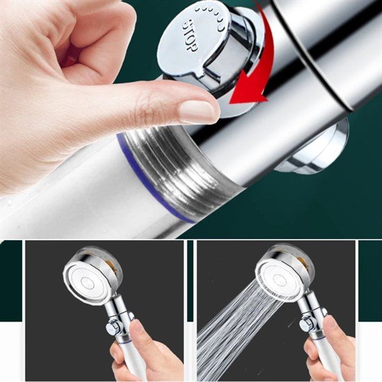 Turbo Pervaneli Su Tasarruflu 360 Derece Dönebilen Ayarlanabilir Tazyikli Duş Başlı Turbo Pervaneli Su Tasarruflu 360 Derece Dönebilen Ayarlanabilir Tazyikli Duş Başlı