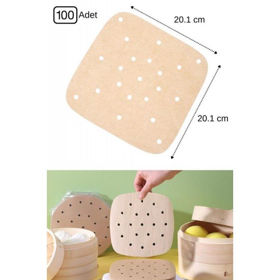 100 Adet Air Fryer Pişirme Kağıdı Tek Kullanımlık Hava Fritöz Yapışmaz Yağlı Kağıt Delikli Model 100 Adet Air Fryer Pişirme Kağıdı Tek Kullanımlık Hava Fritöz Yapışmaz Yağlı Kağıt Delikli Model