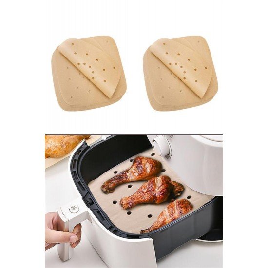 100 Adet Air Fryer Pişirme Kağıdı Tek Kullanımlık Hava Fritöz Yapışmaz Yağlı Kağıt Delikli Model 100 Adet Air Fryer Pişirme Kağıdı Tek Kullanımlık Hava Fritöz Yapışmaz Yağlı Kağıt Delikli Model