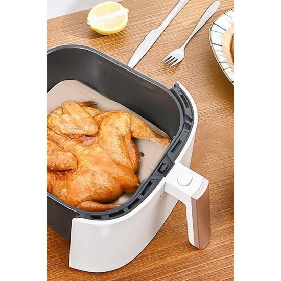 100 Adet Air Fryer Pişirme Kağıdı Tek Kullanımlık Hava Fritöz Yapışmaz Yağlı Kağıt Delikli Model 100 Adet Air Fryer Pişirme Kağıdı Tek Kullanımlık Hava Fritöz Yapışmaz Yağlı Kağıt Delikli Model