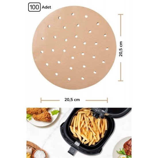 100 Adet  Airfryer Pişirme Kağıdı Tek Kullanımlık Hava Fritözü Yuvarlak Delikli Model 100 Adet  Airfryer Pişirme Kağıdı Tek Kullanımlık Hava Fritözü Yuvarlak Delikli Model