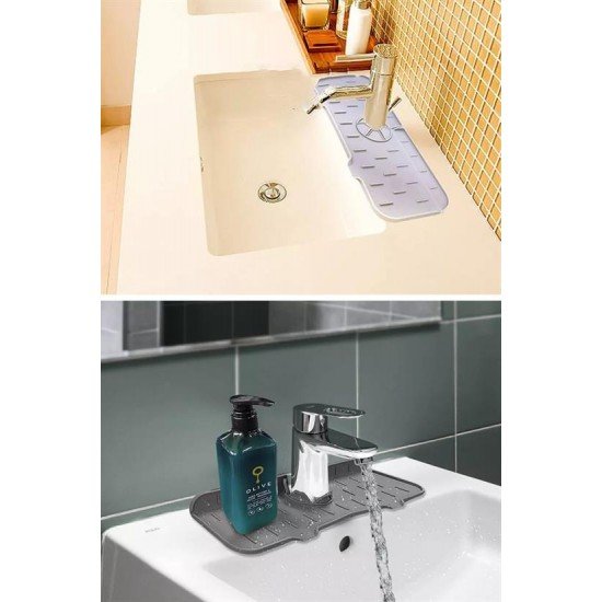 Lavabo İçin Silikon Esnek Mat Musluk Sapı Damlama Tutucu Raf Mutfak Tezgahı Sıçrama Koruma Lavabo İçin Silikon Esnek Mat Musluk Sapı Damlama Tutucu Raf Mutfak Tezgahı Sıçrama Koruma