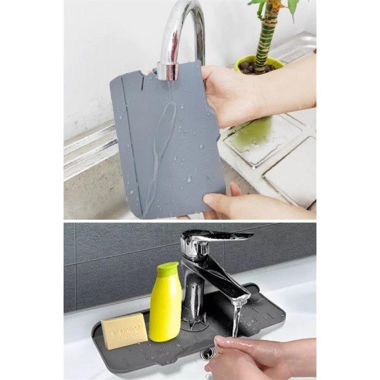 Lavabo İçin Silikon Esnek Mat Musluk Sapı Damlama Tutucu Raf Mutfak Tezgahı Sıçrama Koruma Lavabo İçin Silikon Esnek Mat Musluk Sapı Damlama Tutucu Raf Mutfak Tezgahı Sıçrama Koruma