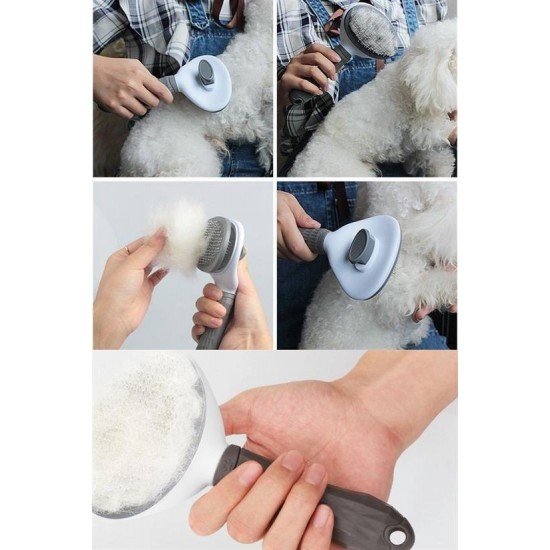 Kedi Köpek Tüy Toplayıcı Kendini Temizleyebilen Ergonomik Rahat Evcil Hayvan Tarağı Gri Kedi Köpek Tüy Toplayıcı Kendini Temizleyebilen Ergonomik Rahat Evcil Hayvan Tarağı Gri