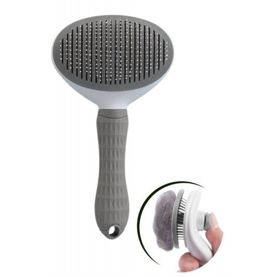 Kedi Köpek Tüy Toplayıcı Kendini Temizleyebilen Ergonomik Rahat Evcil Hayvan Tarağı Gri Kedi Köpek Tüy Toplayıcı Kendini Temizleyebilen Ergonomik Rahat Evcil Hayvan Tarağı Gri