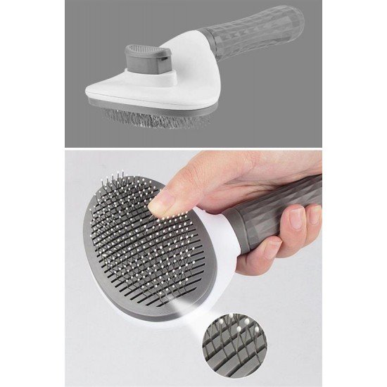 Kedi Köpek Tüy Toplayıcı Kendini Temizleyebilen Ergonomik Rahat Evcil Hayvan Tarağı Gri Kedi Köpek Tüy Toplayıcı Kendini Temizleyebilen Ergonomik Rahat Evcil Hayvan Tarağı Gri