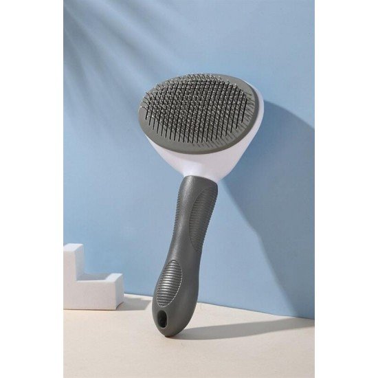 Kedi Köpek Tüy Toplayıcı Kendini Temizleyebilen Ergonomik Rahat Evcil Hayvan Tarağı Gri Kedi Köpek Tüy Toplayıcı Kendini Temizleyebilen Ergonomik Rahat Evcil Hayvan Tarağı Gri