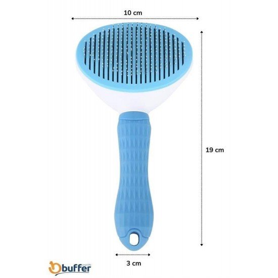 Kedi Köpek Tüy Toplayıcı Kendini Temizleyebilen Ergonomik Saplı Evcil Hayvan Tarağı Mavi 