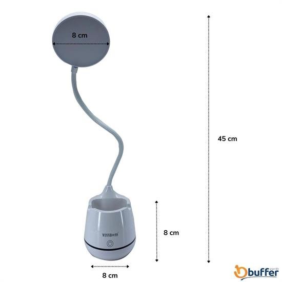Kalemlikli Telefon Tutacaklı Şarjlı Dokunmatik 3 Mod Esnek Başlıklı Dimmerli LED Masa Lambası Kalemlikli Telefon Tutacaklı Şarjlı Dokunmatik 3 Mod Esnek Başlıklı Dimmerli LED Masa Lambası