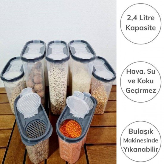 2 Kapaklı Ölçekli Erzak Kuru Gıda Saklama Kutusu Kabı 2,4 Litre-SA940 2 Kapaklı Ölçekli Erzak Kuru Gıda Saklama Kutusu Kabı 2,4 Litre-SA940